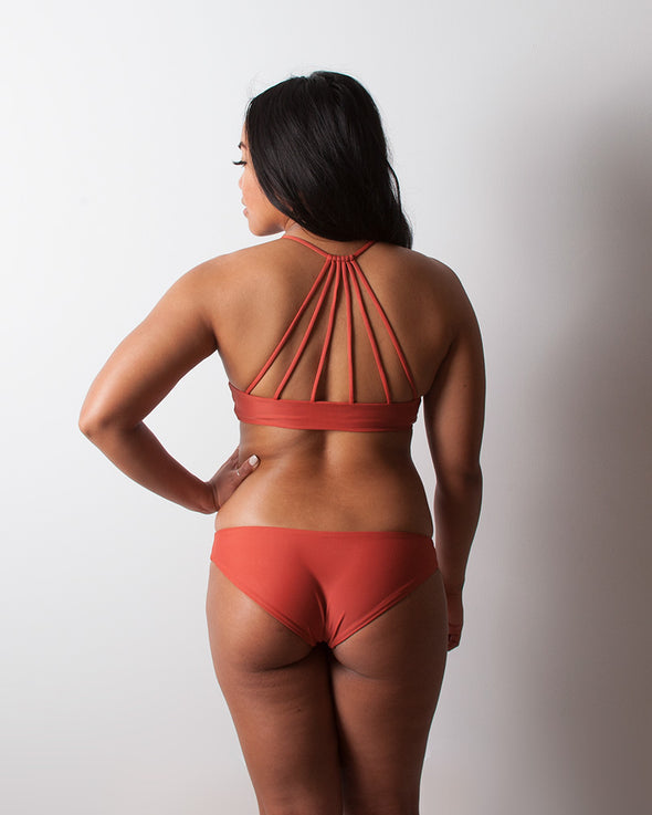 terracotta red seamless cheeky surf bikini bottom