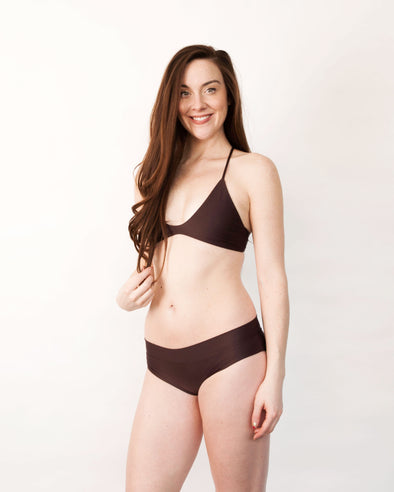Brown adjustable bikini top